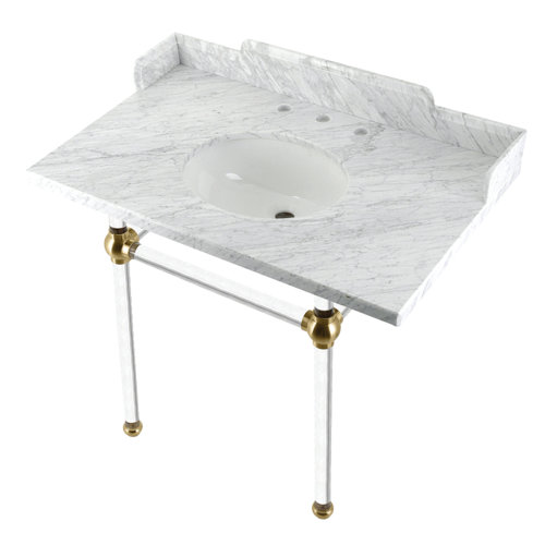 Kingston Brass LMS3630MA8 Pemberton 36" Carrara Marble Console Sink